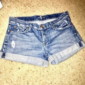 7 for all Mankind Roll Up Cuff Denim Shorts
